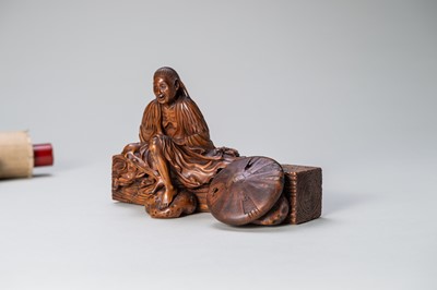 Lot 264 - A FINE AND LARGE WOOD OKIMONO OF ONO NO KOMACHI