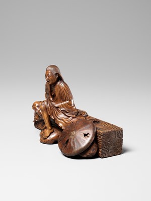 Lot 264 - A FINE AND LARGE WOOD OKIMONO OF ONO NO KOMACHI