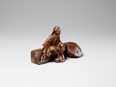 Lot 264 - A FINE AND LARGE WOOD OKIMONO OF ONO NO KOMACHI