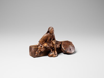 Lot 264 - A FINE AND LARGE WOOD OKIMONO OF ONO NO KOMACHI