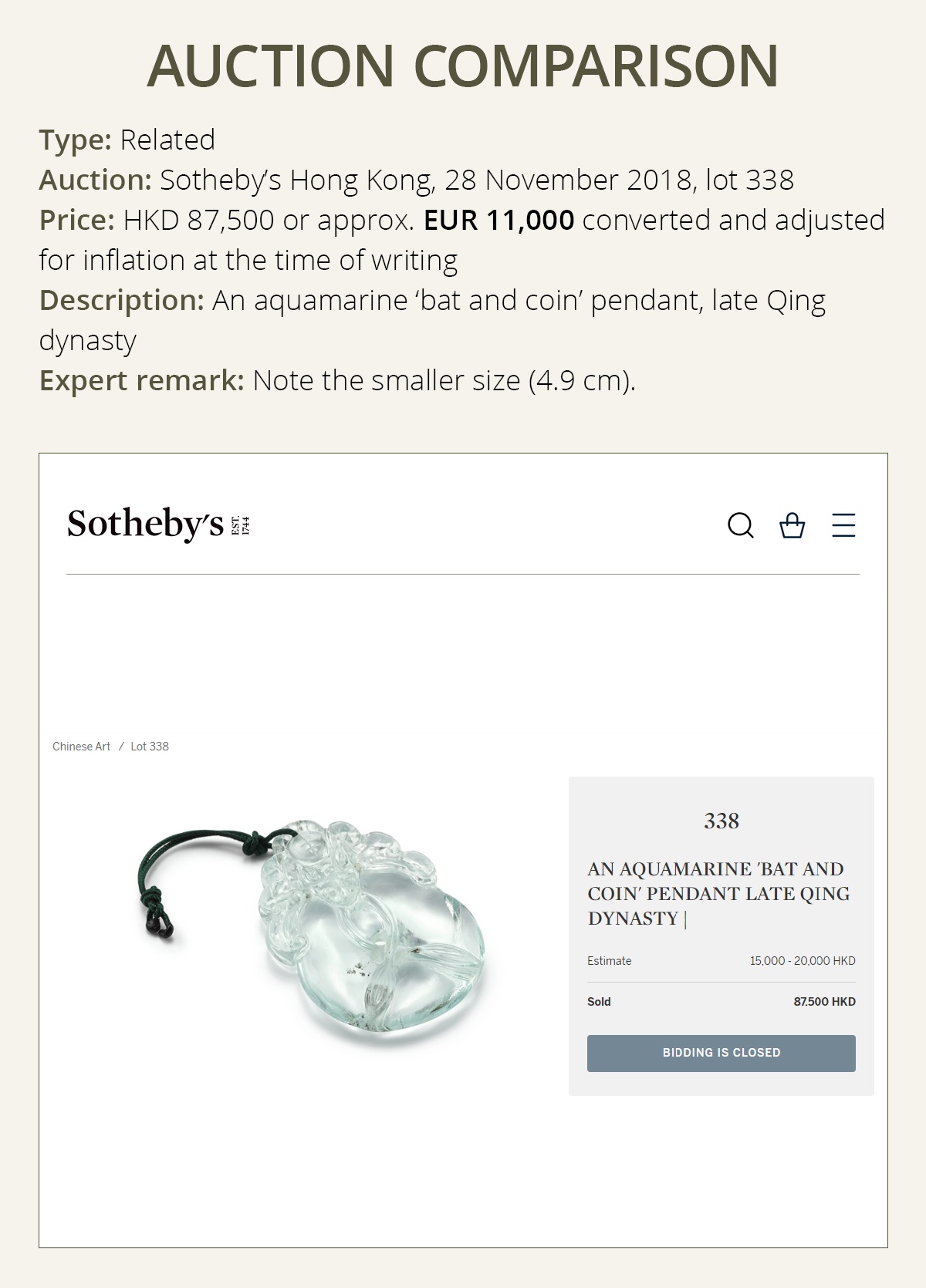 Lot 35 - A CARVED AQUAMARINE AND JADE PENDANT, LATE