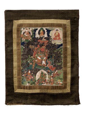 Lot 198 - A THANGKA DEPICTING RUDRA CHAKRIN, THE LAST KULIKA KING OF SHAMBHALA, TIBET, 18TH-19TH CENTURY