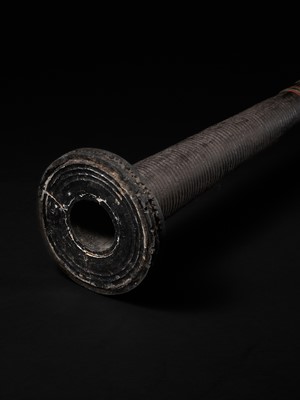 Lot 398 - A TALL BURMESE LACQUERED WOOD DRUM, 19TH CENTURY
