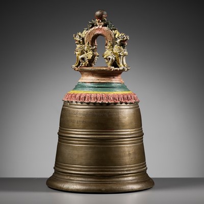 Lot 256 - A LARGE AND HEAVY BRONZE TEMPLE BELL, BURMA, 19TH CENTURY