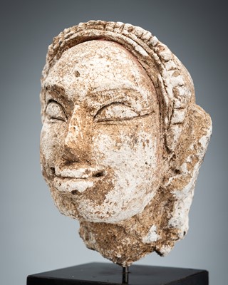 A STUCCO HEAD OF A BODHISATTVA, MON-DVARAVATI PERIOD, 8TH-10TH CENTURY