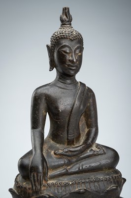 Lot 1413 - A BRONZE FIGURE OF BUDDHA SHAKYAMUNI