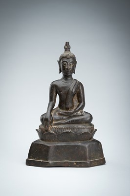 Lot 1413 - A BRONZE FIGURE OF BUDDHA SHAKYAMUNI