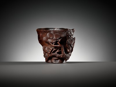 Lot 13 - A BAMBOO LIBATION CUP, CHINA, 17TH – EARLY 18TH CENTURY