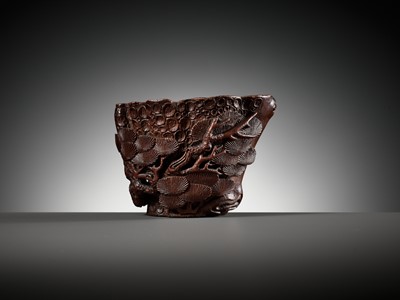 Lot 13 - A BAMBOO LIBATION CUP, CHINA, 17TH – EARLY 18TH CENTURY