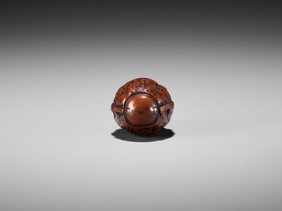 Lot 376 - A KURUMI (WALNUT) NETSUKE OF A ROLY POLY DARUMA