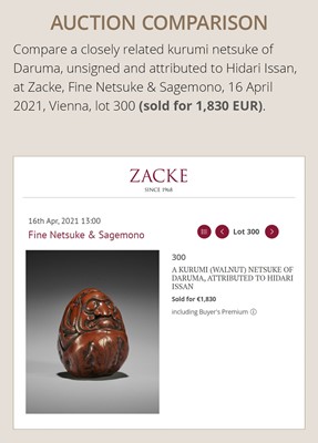 Lot 376 - A KURUMI (WALNUT) NETSUKE OF A ROLY POLY DARUMA