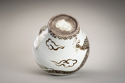 Lot 953 - AN UNDERGLAZE IRON-BROWN ‘DRAGON’ PORCELAIN JAR, JOSEON DYNASTY