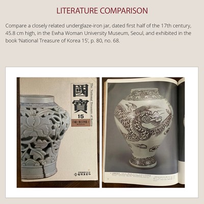 Lot 953 - AN UNDERGLAZE IRON-BROWN ‘DRAGON’ PORCELAIN JAR, JOSEON DYNASTY