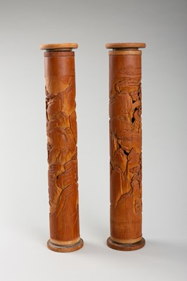 TWO BAMBOO ‘SCHOLARS’ INCENSE HOLDERS, QING DYNASTY