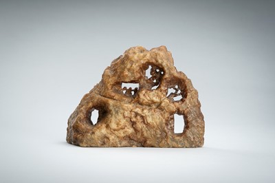 A SOAPSTONE CARVING OF A MOUNTAIN, c. 1900s