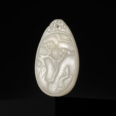 A WHITE JADE MINIATURE PENDANT, SIGNED ZIGANG, 18TH CENTURY