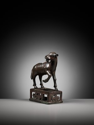 Lot 108 - A BRONZE ‘GOAT’ CENSER, YUAN TO EARLY MING DYNASTY