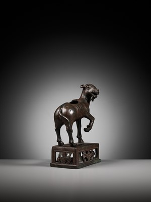 Lot 108 - A BRONZE ‘GOAT’ CENSER, YUAN TO EARLY MING DYNASTY