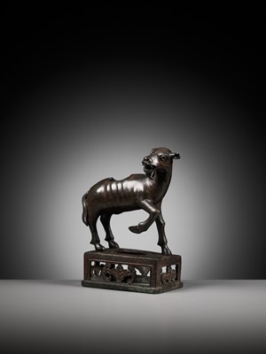 Lot 108 - A BRONZE ‘GOAT’ CENSER, YUAN TO EARLY MING DYNASTY