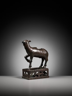 Lot 108 - A BRONZE ‘GOAT’ CENSER, YUAN TO EARLY MING DYNASTY