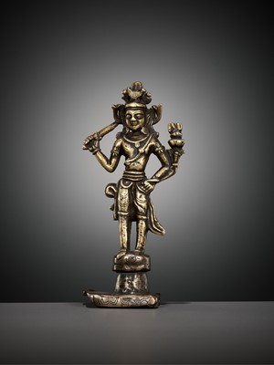 Lot 648 - A COPPER-ALLOY FIGURE OF MANJUSHRI, WESTERN TIBET, 11TH-12TH CENTURY