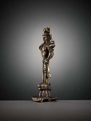 Lot 648 - A COPPER-ALLOY FIGURE OF MANJUSHRI, WESTERN TIBET, 11TH-12TH CENTURY