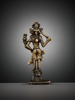 Lot 648 - A COPPER-ALLOY FIGURE OF MANJUSHRI, WESTERN TIBET, 11TH-12TH CENTURY