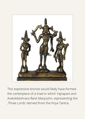 Lot 648 - A COPPER-ALLOY FIGURE OF MANJUSHRI, WESTERN TIBET, 11TH-12TH CENTURY