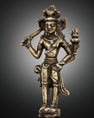 Lot 648 - A COPPER-ALLOY FIGURE OF MANJUSHRI, WESTERN TIBET, 11TH-12TH CENTURY