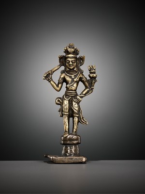 Lot 648 - A COPPER-ALLOY FIGURE OF MANJUSHRI, WESTERN TIBET, 11TH-12TH CENTURY