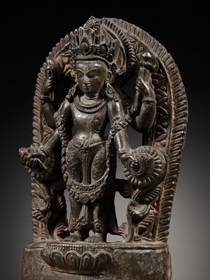 Lot 183 - A LIMESTONE STELE OF VISHNU, LATE MALLA, THREE KINGDOMS PERIOD