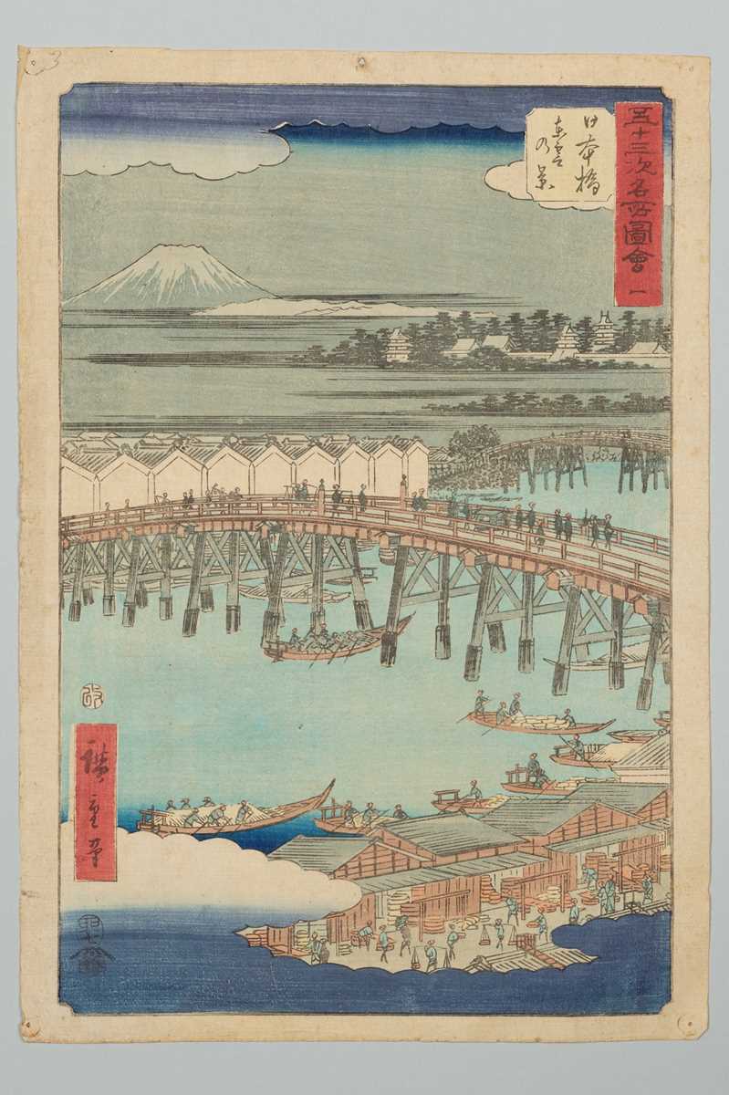 Lot 210 - UTAGAWA HIROSHIGE: NIHONBASHI, VIEW OF DAWN CLOUDS