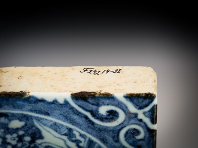 Lot 484 - A BLUE AND WHITE ‘QILIN’ TILE, LATE MING DYNASTY