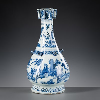Lot 171 - A LARGE BLUE AND WHITE SIX-TUBE ARROW VASE, TOUHU, MING DYNASTY, TL TESTED