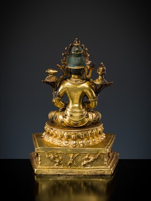 Lot 681 - A GILT BRONZE FIGURE OF PRAJNAPARAMITA, TIBET, LATE 19TH TO MID-20TH CENTURY