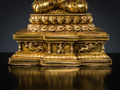 Lot 681 - A GILT BRONZE FIGURE OF PRAJNAPARAMITA, TIBET, LATE 19TH TO MID-20TH CENTURY