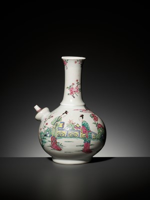 Lot 535 - A FAMILLE ROSE POURING VESSEL (KENDI) WITH ATTENDANTS IN A LANDSCAPE, YONGZHENG PERIOD