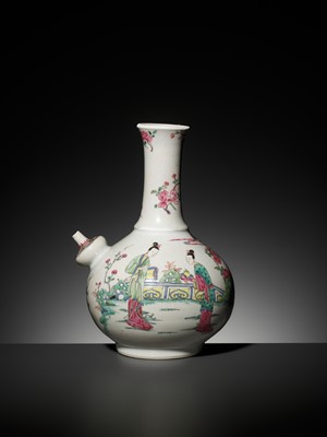 Lot 535 - A FAMILLE ROSE POURING VESSEL (KENDI) WITH ATTENDANTS IN A LANDSCAPE, YONGZHENG PERIOD