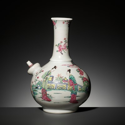 Lot 535 - A FAMILLE ROSE POURING VESSEL (KENDI) WITH ATTENDANTS IN A LANDSCAPE, YONGZHENG PERIOD