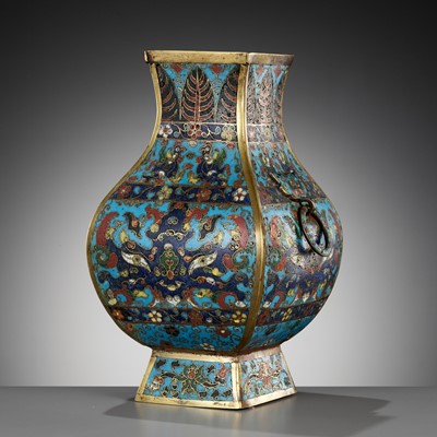 Lot 249 - A CLOISONNÉ ENAMEL ‘TAOTIE’ VASE, FANGHU, LATE MING DYNASTY