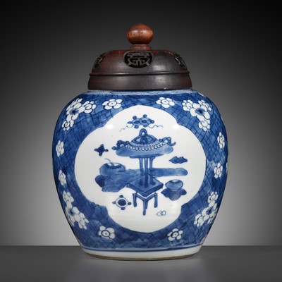 A BLUE AND WHITE GINGER JAR, KANGXI PERIOD