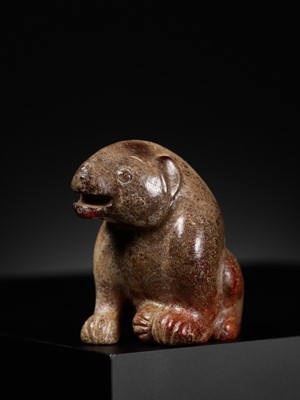 Lot 22 - AN EXCEPTIONAL YELLOW JADE FIGURE OF A BEAR, HUANGXIONG, HAN DYNASTY, CHINA, 202 BC – 220 AD