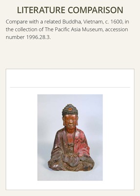Lot 403 - AN EXTRAORDINARY LARGE GILT-LACQUER WOOD STATUE OF BUDDHA, VIETNAM, 17TH-18TH CENTURY