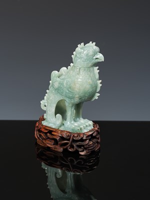 Lot 351 - AN ARCHAISTIC JADEITE ‘MYTHICAL BIRD’ GROUP OF TWO VESSELS AND COVERS, LATE QING DYNASTY TO REPUBLIC PERIOD