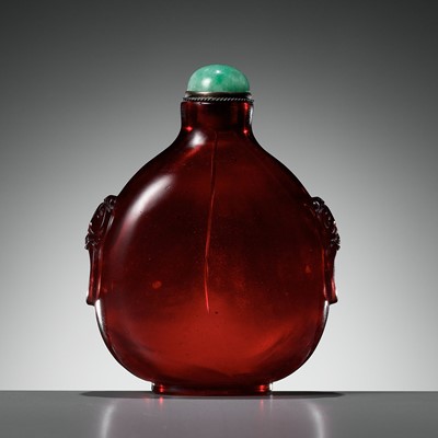 Lot 941 - A RUBY-RED GLASS SNUFF BOTTLE, QIANLONG MARK AND PERIOD
