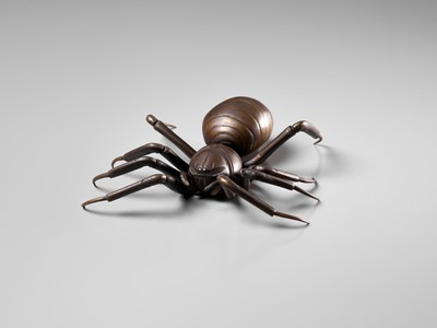 Lot 107 - A VERY RARE BRONZE JIZAI (ARTICULATED) OKIMONO OF A SPIDER
