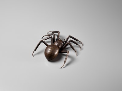 Lot 107 - A VERY RARE BRONZE JIZAI (ARTICULATED) OKIMONO OF A SPIDER