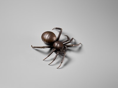 Lot 107 - A VERY RARE BRONZE JIZAI (ARTICULATED) OKIMONO OF A SPIDER