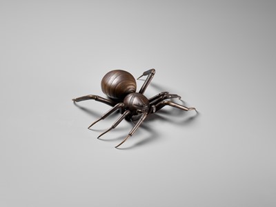 Lot 107 - A VERY RARE BRONZE JIZAI (ARTICULATED) OKIMONO OF A SPIDER