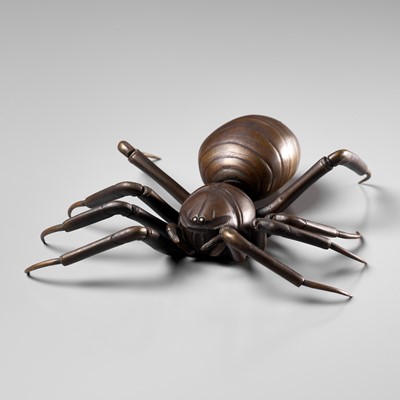 Lot 107 - A VERY RARE BRONZE JIZAI (ARTICULATED) OKIMONO OF A SPIDER
